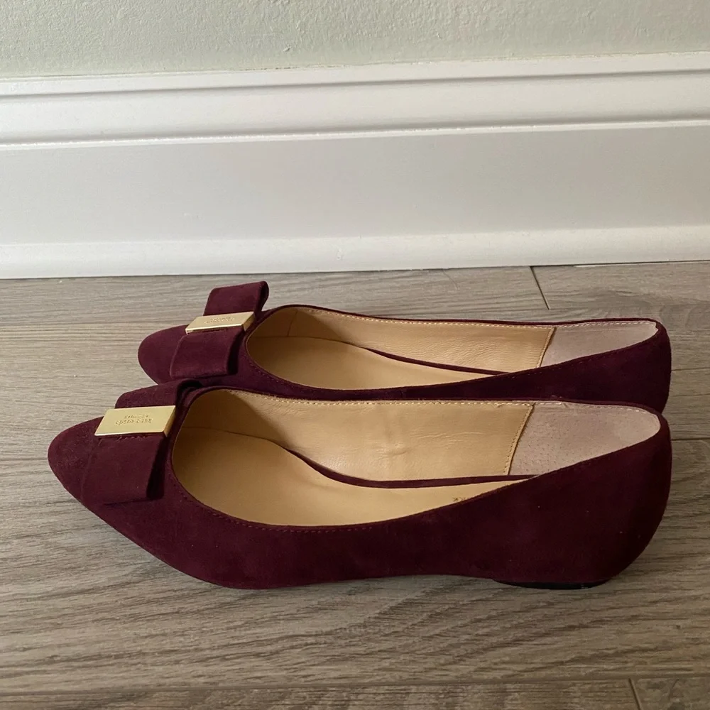 Kate Spade Norah Suede Burgundy Ballet Flats Size 6 - Picture 4 of 5